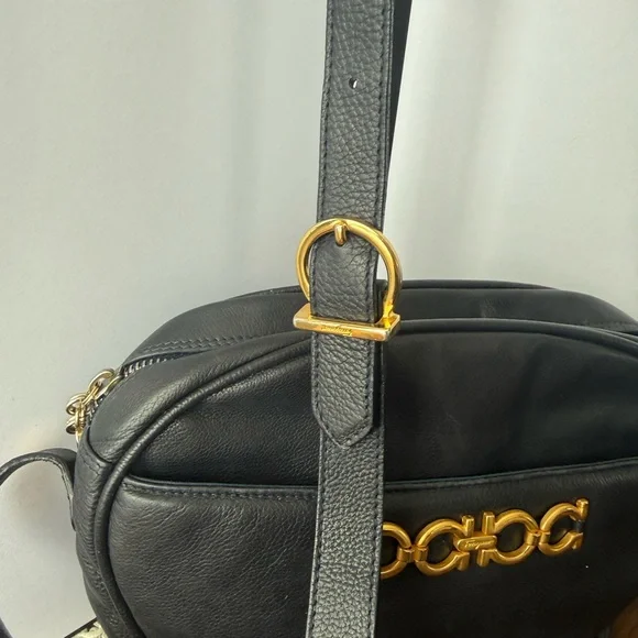Salvatore Ferragamo Navy Leather Bag with Gold Accents - Picture 4 of 11